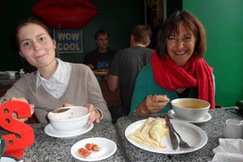 Lunch with pumpkin soup